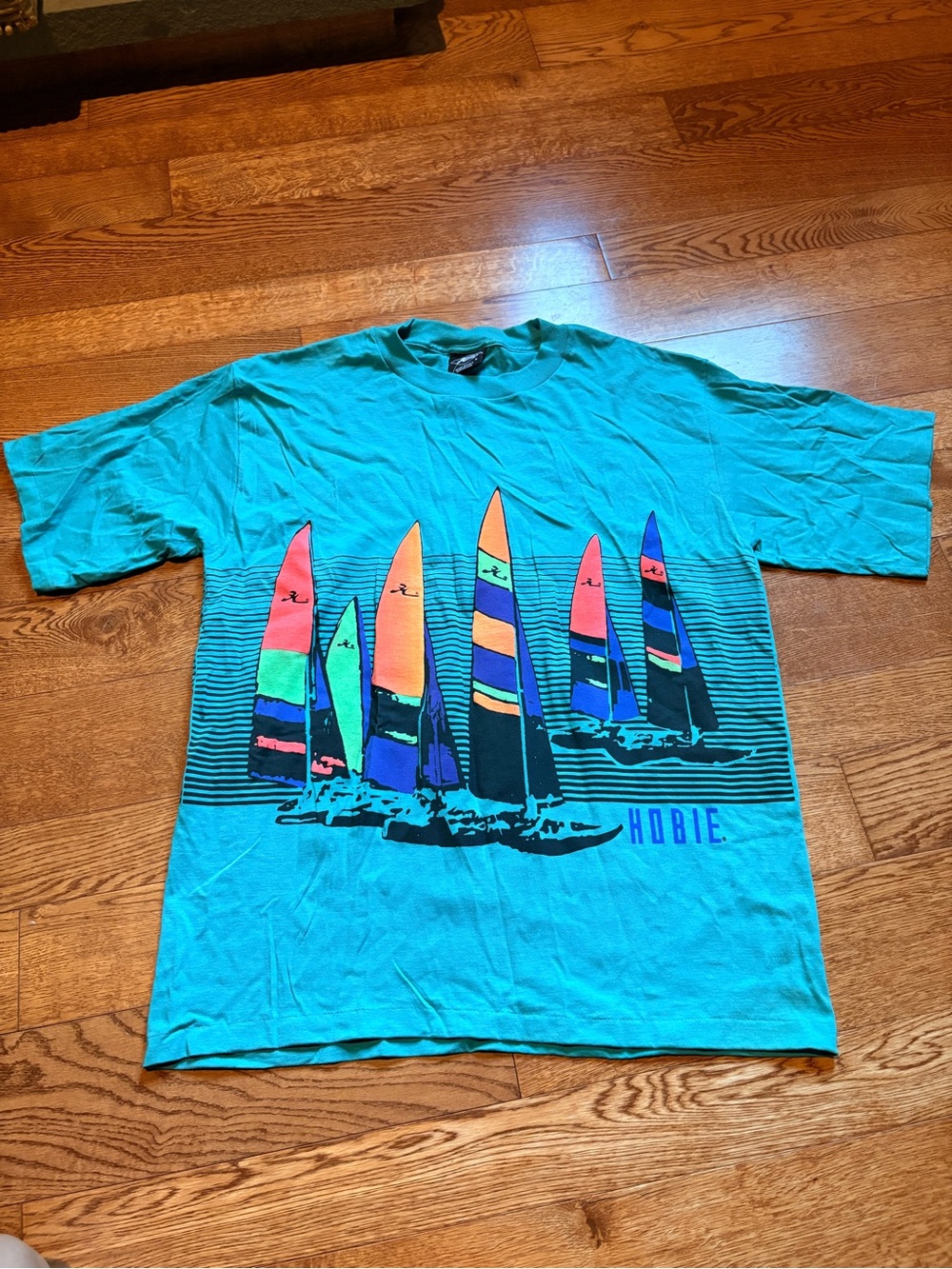 Vintage 90s Hobie Teal Sailboat Graphic